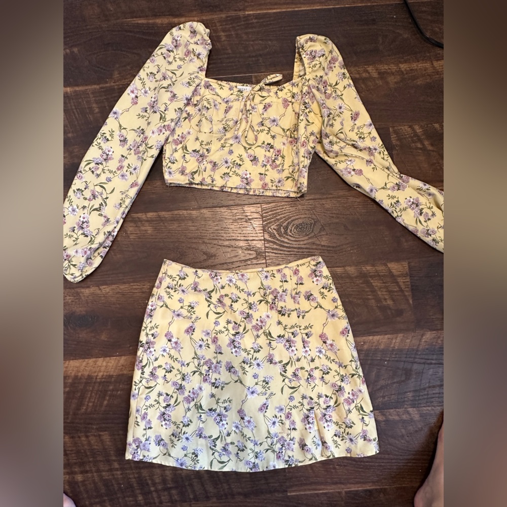 TWO PIECE YELLOW FLORAL SET